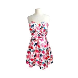 Alyce Paris Pink Floral A-Line Strapless Dress 3709